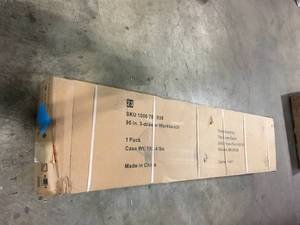 Husky 8 ft. Solid Wood Top Workbench in Black with Pegboard and 3 Drawers Customer Returns See Terms on Auction