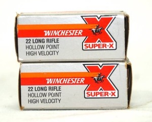 lot 3 image: Two (2) boxes of Winchester Super-X .22LR Hollow Point High Velocity Ammo - 50 Rounds per box