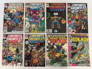 lot 78 image: Group Of Vintage Comic Books In Protective Sleeves Including The Invincible Iron Man 40-60 Cent And The Infinity Gauntlet #1 - #6