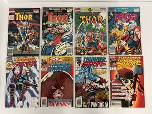 lot 141 image: Group Of Vintage Comic Books In Protective Sleeves Including  The Mighty Thor And Thunder Strike