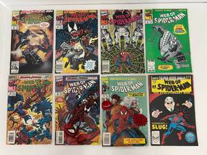 lot 154 image: Group Of Vintage Web Of Spiderman Comic Books In Protective Sleeves