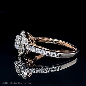 1 CT Diamond Halo Ring in 18k Rose & White Gold $4000 Retail VIDEO