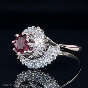 1 CT Fine Ruby & Diamond Estate Ring in 18k Gold $6000 Retail VIDEO