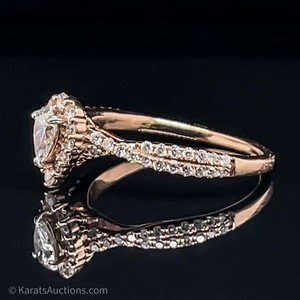 12 CT Pear Diamond Pave Ring in 14k Rose Gold $2250 Retail VIDEO