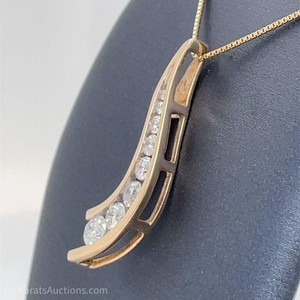 0.60 CT Diamond Journey Pendant in Yellow Gold $2599 Retail