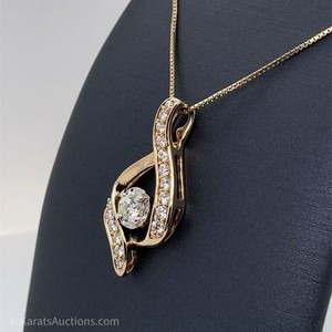 HALTED - PLEASE CONTACT AFFILIATE - Free Form 0.38ctw Diamond VS Quality Miracle Center Stone Swirl Pendant in 14k Yellow Gold