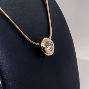 0.55 Carat Diamond Bezel Solitaire Necklace 14k Gold $3300 Retail