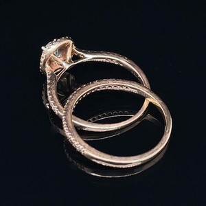 1.73 ctw Diamond Double Halo Ring Set 14k Gold $3999 Retail
