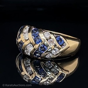 0.60 Carat Natural Sapphire & Diamond Band Ring in 14k Gold $2200 Retail