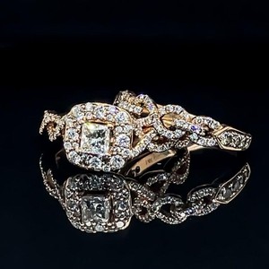2.20 Carat Diamond Bridal Chain Ring Set in 14k Gold $4500 Retail