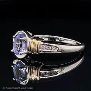 Tanzanite & Diamond Bezel Scalloped Ring 14k Gold