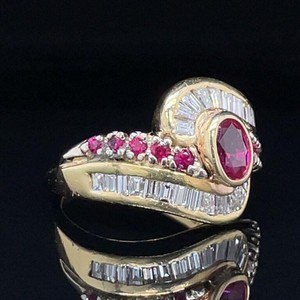 1.00 Carat Natural Ruby & Diamond Cluster Ring 18k Gold $4950 Retail VIDEO