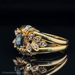 Sapphire & Diamond Estate Ring in 14k Yellow Gold $1750 Retail
