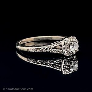 Diamond Halo Split Shoulder Ring in 14k Gold