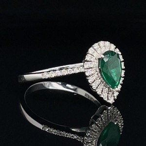 Designer EFFY Art Deco Styled Natural Emerald & Diamond Halo Ring 14k Gold $2450 Retail