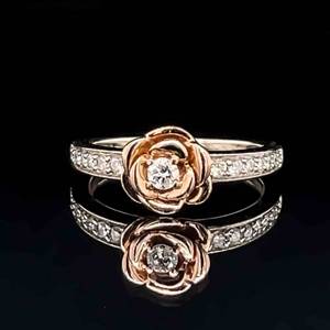 Sophisticated, yet Cute Diamond Rose Ring in White and Rose Gold $1850 Retail VIDEO