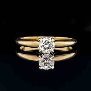 .20 Fine Diamond Solitaire Estate Ring in 14k Yellow Gold $900 Retail