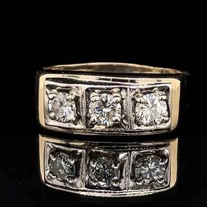 XL 1.00 Carat Three-Stone Diamond Ring in 14k Yellow Gold $3500 Retail VIDEO