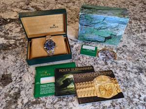Rolex Submariner Blusey 40MM Watch 16613 in 18k Gold & Stainless Steel Box, Booklets, etc. $12995 Retail