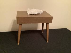 Mid-Century Modern Table and Arkansas Clear Quartz Crystal Cluster