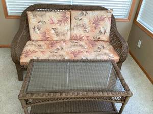 Rattan Sofa & Coffee Table