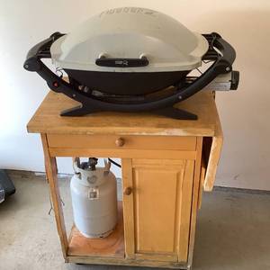 Weber Grill with Butchers Block
