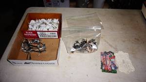 Assorted lot of ceramic drawer pulls, drawer hardware etc.