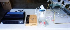 NIB Pampered Chef Apple PeelerCorer, Oreck Iron, Oreck Professional Air Purifier, Glass & Brass Bed Serving Tray