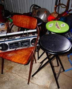 Vintage Stools and Radio