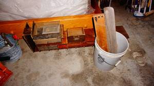 Antique wood section from a secretarydesk, additional wood drawers etc.