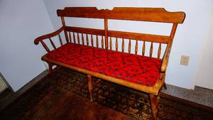 115 heavy Ethan Allen maple vintage bench 5 feet long 18 inch deep seat solid piece