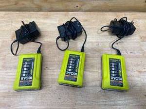 lot 22 image: RYOBI Lot of 3-  40V Lithium-Ion Chargers with Tool Bag