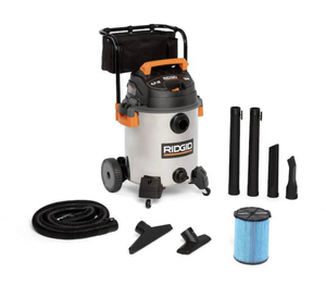 lot 25 image: RIDGID 16 Gallon 6.5-Peak HP Stainless Steel WetDry Shop Vacuum with Fine Dust Filter, Hose and Accessories