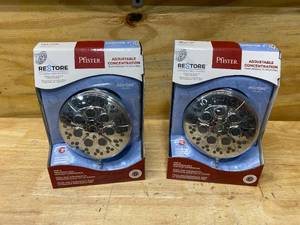 lot 34 image: PFISTER Lot of 2- Restore Polished Chrome 3-Spray Shower Heads