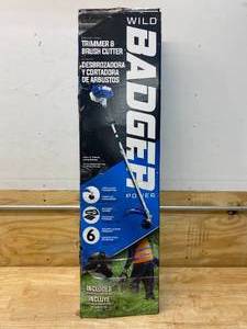 lot 44 image: BADGER 26 cc 2-Stroke 2-in-1 Gas Full Crank Straight Shaft Grass Trimmer with Brush Cutter Blade and Bonus Harness