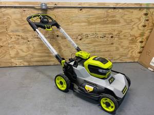 lot 53 image: RYOBI RY401014US- 21 40V Walk-Behind Lawn Mower- Self-Propelled with Battery (6 Ah) and Charger