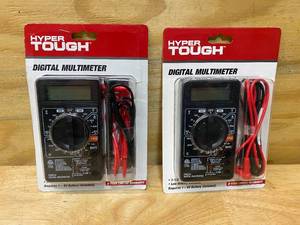 lot 108 image: HYPER TOUGH Lot of 2- DIGITAL MULTIMETERS 3-12 LCD Overload Protection Battery Check ACDC