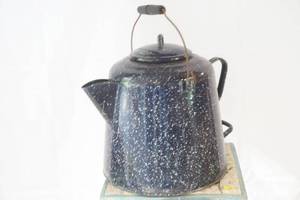 lot 595 image: enamel coffee pot