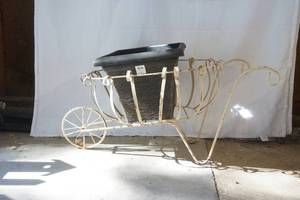 lot 603 image: metal flower wheel barrow