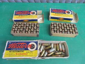 3 VINTAGE BOXES OF WESTERN CARTRIDGES 45 AUTOMATIC