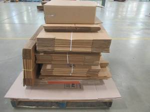 Pallet of Miscellaneous Corrugated Boxes ( SOME MAY HAVE COMPANY INFORMATION ON OUTSIDE), Various Dimensions.