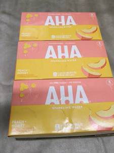 lot 81 image: 3- 8 pks 12 oz Cans AHA Sparkling W...