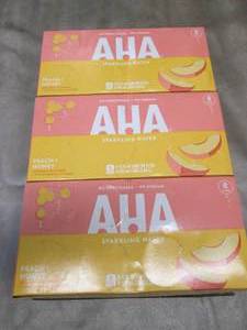 lot 83 image: 3- 8 pks 12 oz Cans AHA Sparkling W...