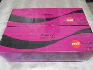 lot 95 image: 2- 12 pks 12 oz Cans Cherry CocaCol...