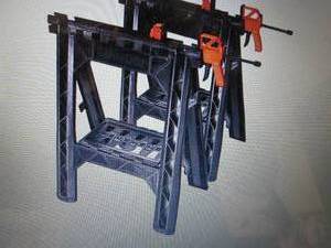 lot 272 image: WORX Clamping Sawhorses with Bar Cl...