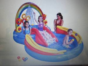 lot 277 image: Intex Rainbow Ring Play Center Pool...