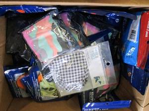 box of masks and neck gaiters ...