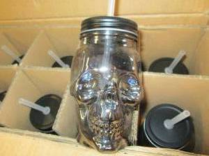10 new glass skull  sippers with co...