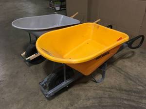lot 6 image: Lot of 2 Assorted Wheel Barrows Customer Returns See Terms on Auction