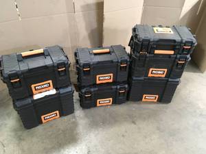 lot 33 image: Lot of Assorted Ridgid Tool Boxes Customer Returns See Terms on Auction